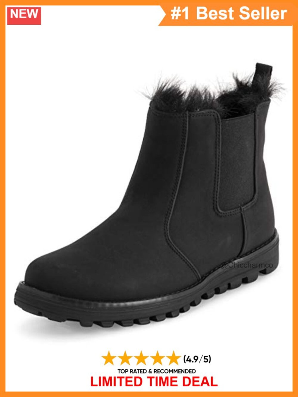 Memory Foam Chelsea Nubuck Boot Waterproof Faux Fur Lined